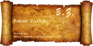 Babák Zoltán névjegykártya